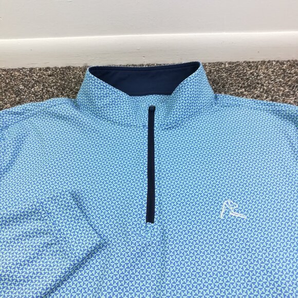2024 Rhoback Jacket Performance 1/4 Zip Pullover Geometric Blue Mens Large - Picture 1 of 10
